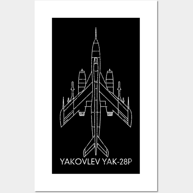 Yakovlev Yak-28 P Jet Fighter Plane Russian Warplane Blueprint Gift Wall Art by Battlefields